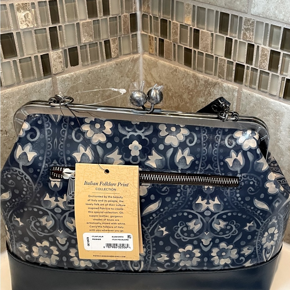 Patricia Nash NWT (not attached) Italian Folklore Elsworth Kiss Lock Leather Bag